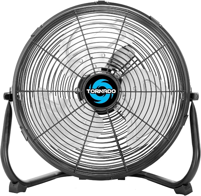12 Inch Industrial Powerful Metal Floor Fan, 3-Speed High Velocity Cooling Floor Fan for Industrial, Commercial