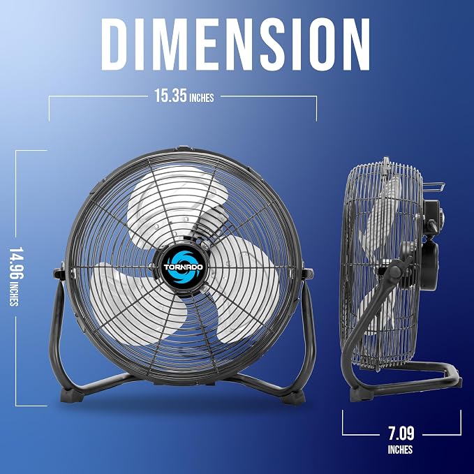 12 Inch Industrial Powerful Metal Floor Fan, 3-Speed High Velocity Cooling Floor Fan for Industrial, Commercial, alternate