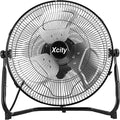 12 Inch Metal Industrial Floor Fans, Max 1800 CFM, Heavy Duty High Velocity Fan with 3-speed and 360°Adjustable Tilt, for