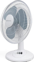 12 inch Table Fan with Adjustable Tilt, Wide Area Oscillation, Quiet Air Circulator Fan For Bedroom, 3 Speed Desktop Fan for