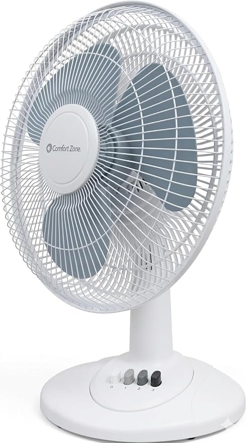 12 inch Table Fan with Adjustable Tilt, Wide Area Oscillation, Quiet Air Circulator Fan For Bedroom, 3 Speed Desktop Fan for