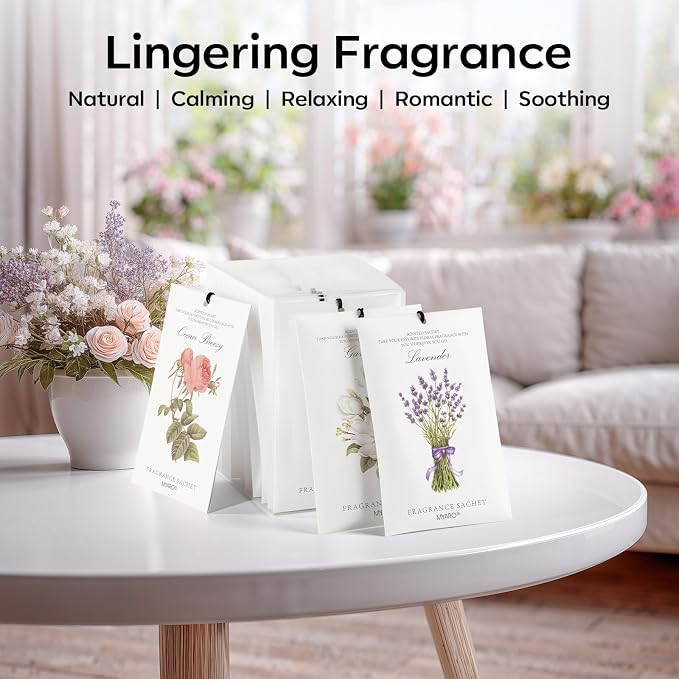 12 Pack Assorted Floral Scented Sachets - Lavender, Rose, Jasmine, Ocean, Gardenia & Lily | Drawer, alternate product view 5
