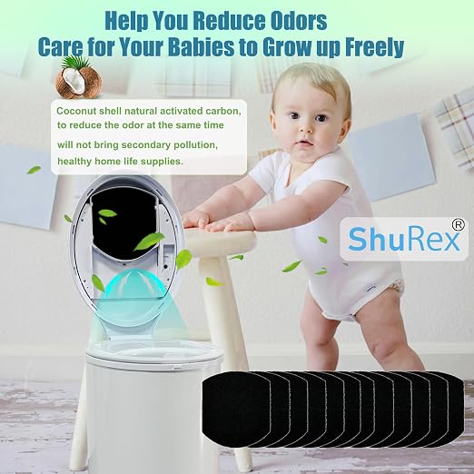 12 Pack Baby Diaper Pail Deodorizer for Diaper Pail, Activated Charcoal Odor Absorbing Filters Compatible with