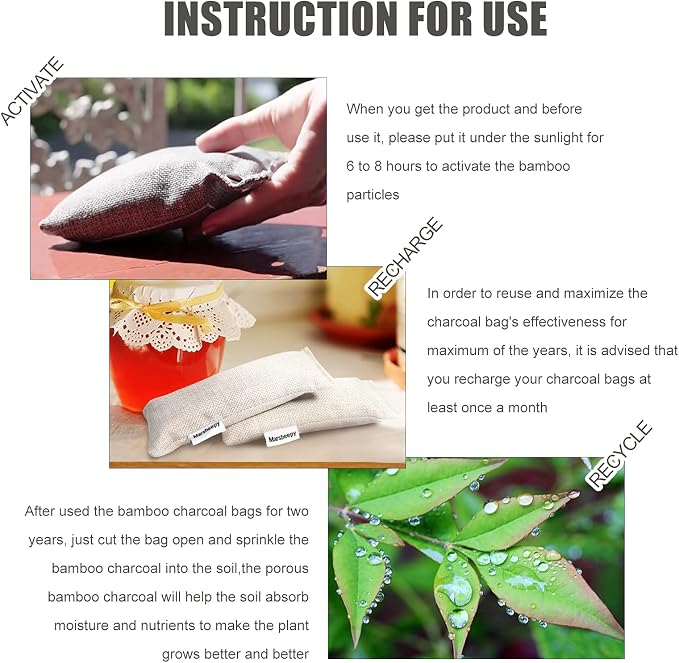 12 Pack Bamboo Charcoal Shoe Deodorizer Bags,Shoe Odor Eliminator,Charcoal Air Purifying Bags, alternate product view 7