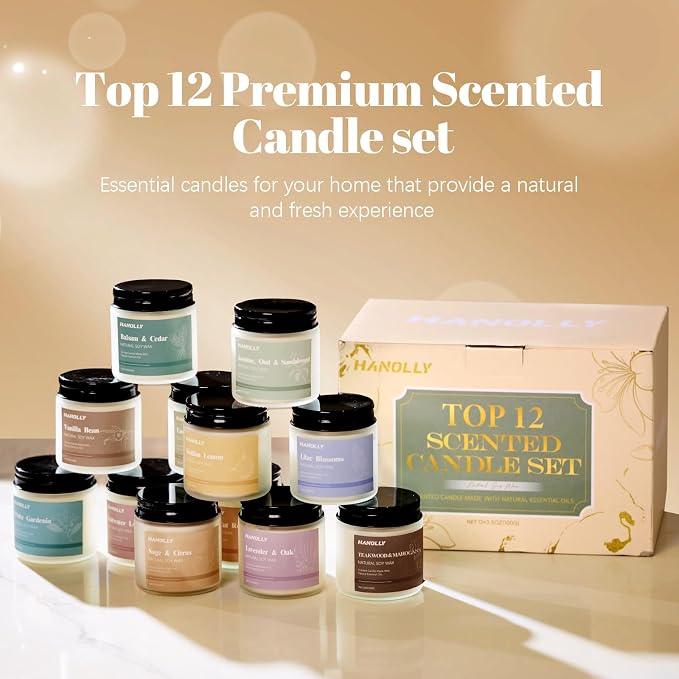 12 Pack Candles for Home Scented, Aromatherapy Candles Gifts Set for Women, Lavender, Vanilla, Rose Candle, alternate product