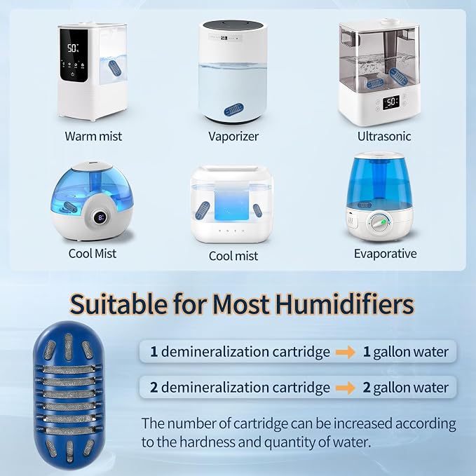 12-Pack Demineralization Cartridge for Humidifier Compatible with Most Humidifiers Replacement for Ultrasonic Humidifier Tank