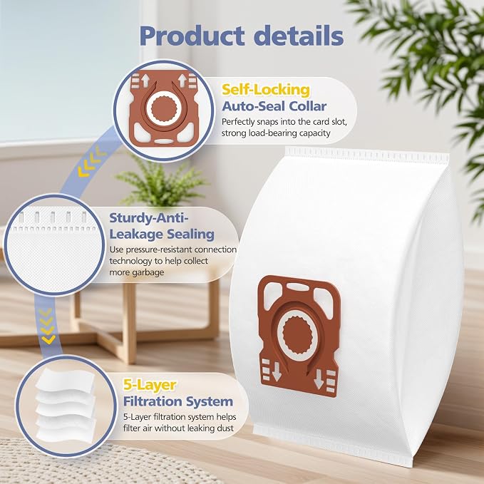 12 Pack HyClean Air TU/CO Vacuum Cleaner Bags Compatible witn Guard L1 M1 S1 Series Vacuum Cleaners, 12 Vacuum Bags, 4