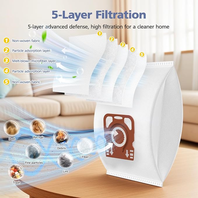 12 Pack HyClean Air TU/CO Vacuum Cleaner Bags Compatible witn Guard L1 M1 S1 Series Vacuum Cleaners, 12 Vacuum Bags, 4