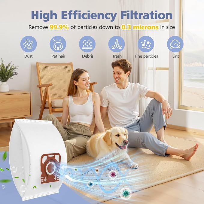 12 Pack HyClean Air TU/CO Vacuum Cleaner Bags Compatible witn Guard L1 M1 S1 Series Vacuum Cleaners, 12 Vacuum Bags, 4