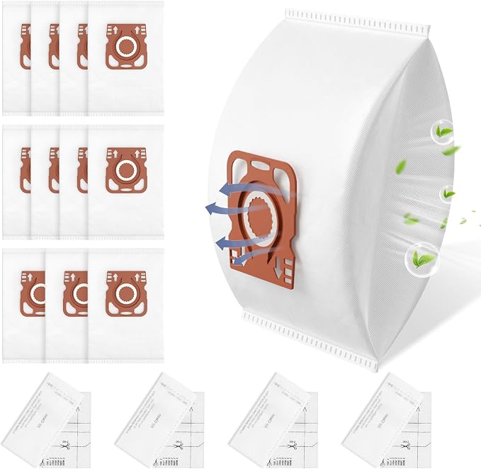 12 Pack HyClean Air TU/CO Vacuum Cleaner Bags Compatible witn Guard L1 M1 S1 Series Vacuum Cleaners, 12 Vacuum Bags, 4