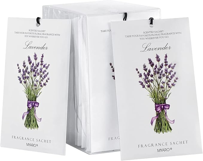 12 Pack Lavender Scented Sachets | Odor Eliminator & Air Freshener for Drawer, Closet, Car, Shoes, Gym Bag, product image