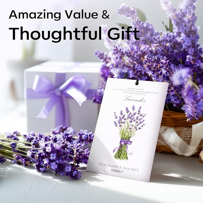 12 Pack Lavender Scented Sachets | Odor Eliminator & Air Freshener for Drawer, Closet, Car, Shoes, Gym Bag, alternate product