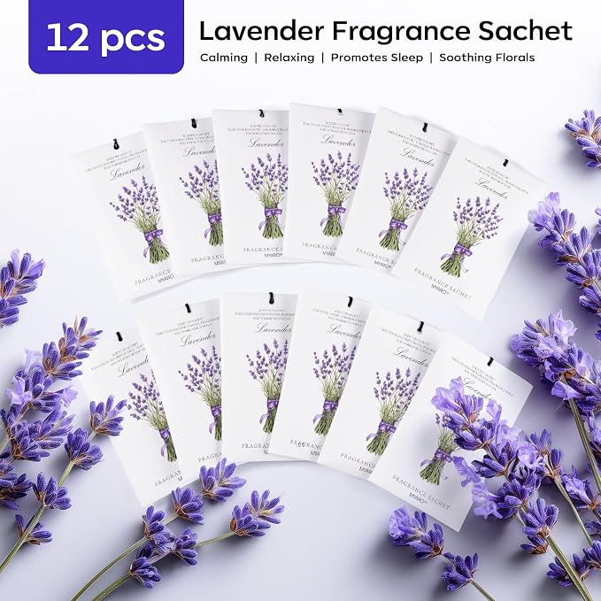 12 Pack Lavender Scented Sachets | Odor Eliminator & Air Freshener for Drawer, Closet, Car, Shoes, Gym Bag, alternate product