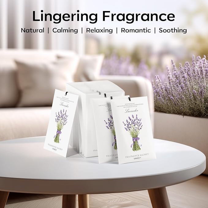 12 Pack Lavender Scented Sachets | Odor Eliminator & Air Freshener for Drawer, Closet, Car, Shoes, Gym Bag, alternate product