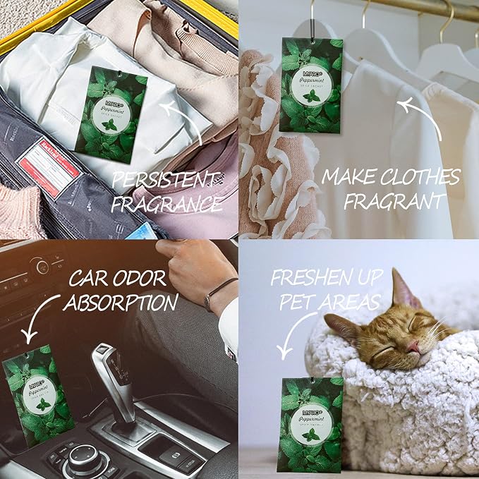 12 Pack Peppermint Scented Sachets for Drawer, Closet Odor Eliminator Air Freshener Bags, alternate product view 7