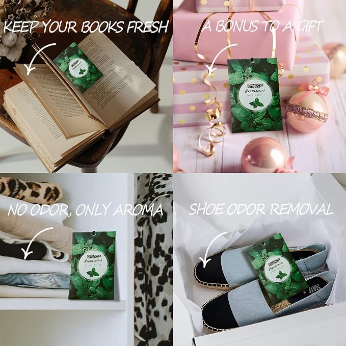 12 Pack Peppermint Scented Sachets for Drawer, Closet Odor Eliminator Air Freshener Bags, alternate product view 8