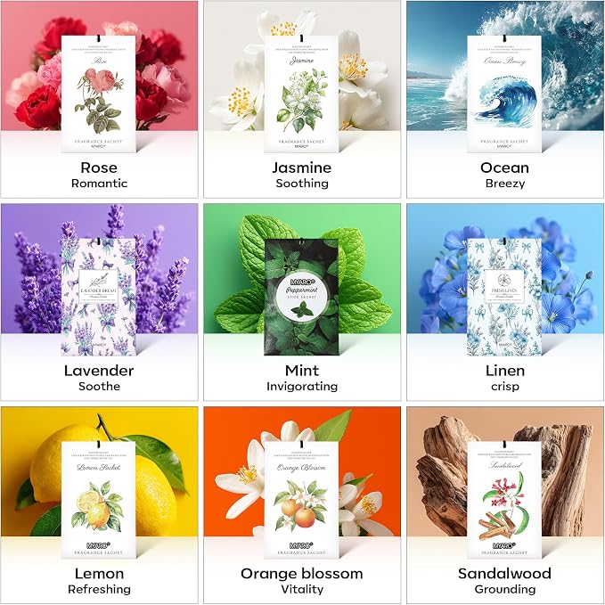 12 Pack Peppermint Scented Sachets for Drawer, Closet Odor Eliminator Air Freshener Bags, alternate product view 9