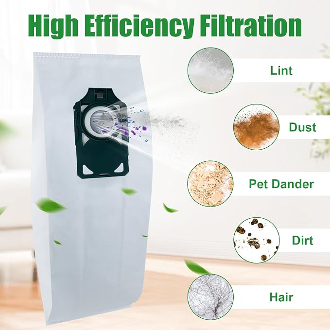 12 Pack Replacement HEPA RLH-6 Vacuum Bags for SupraLite R10S R10D R10O R10SAND Simplicity Freedom R10S R10D S10P