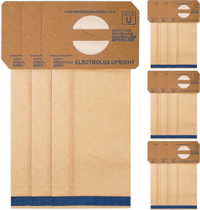 12-Pack Replacement Micro Filtration Vacuum Bags for Upright Style U & Aerus Vacuums | Fits Discovery II, Lux