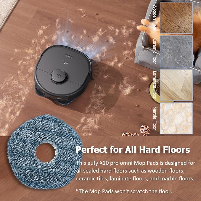 12 Pack Replacement Parts Dust Bags Mop Pads for X10 Pro Omni Accessories Robot Vacuum Self-Empty Station,6 Dust Bags, 6