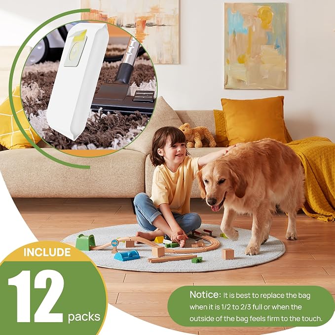 12 Pack Style 7 Vacuum Bags Replacement Compatible with PowerForce Bagged Uprights Vacuums 3522 3545 3550 3554