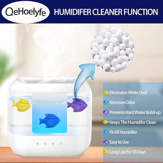 12 Pack Universal Humidifier Cleaner Fish for Humidifiers, Fish Tanks and Warm & Cool Mist Humidifiers, Cleaning Ball