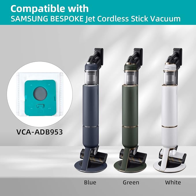 12 Pack VCA-ADB953 Dust Bags Compatible with BESPOKE Jet Cordless Stick Vacuum Cleaner, Large Capacity Disposable