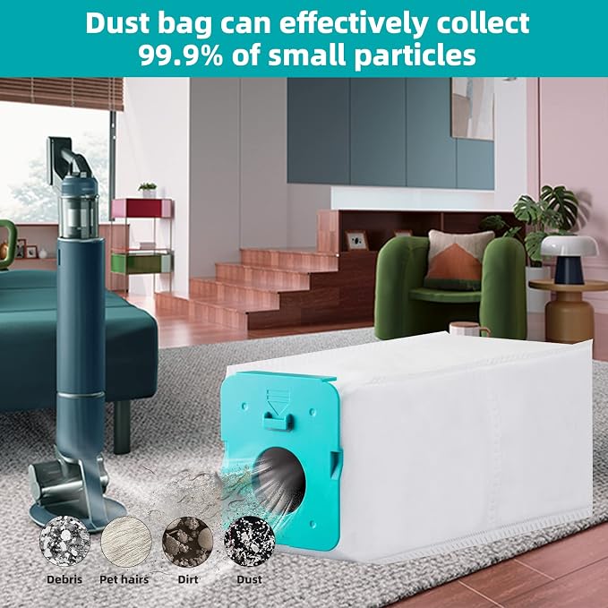 12 Pack VCA-ADB953 Dust Bags Compatible with BESPOKE Jet Cordless Stick Vacuum Cleaner, Large Capacity Disposable