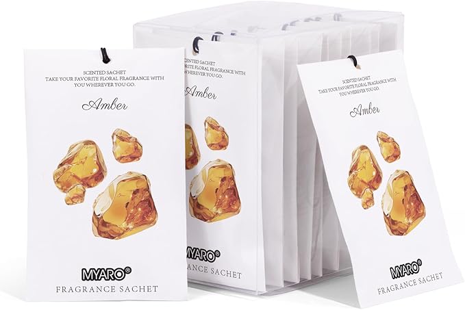 12 Packs Amber Scented Sachets for Drawer and Closet, Long-Lasting Closet Sachet Bags Drawer deodorizers Fresh Scents, Home