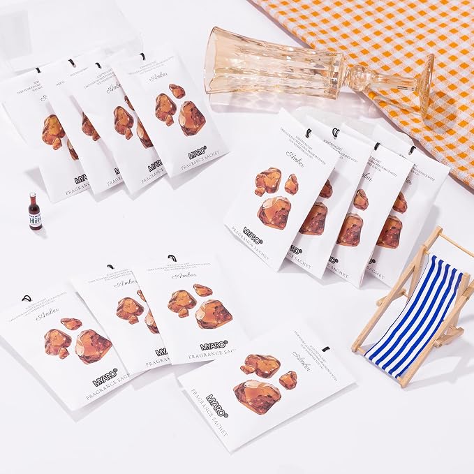 12 Packs Amber Scented Sachets for Drawer and Closet, Long-Lasting Closet Sachet Bags Drawer deodorizers Fresh Scents, Home