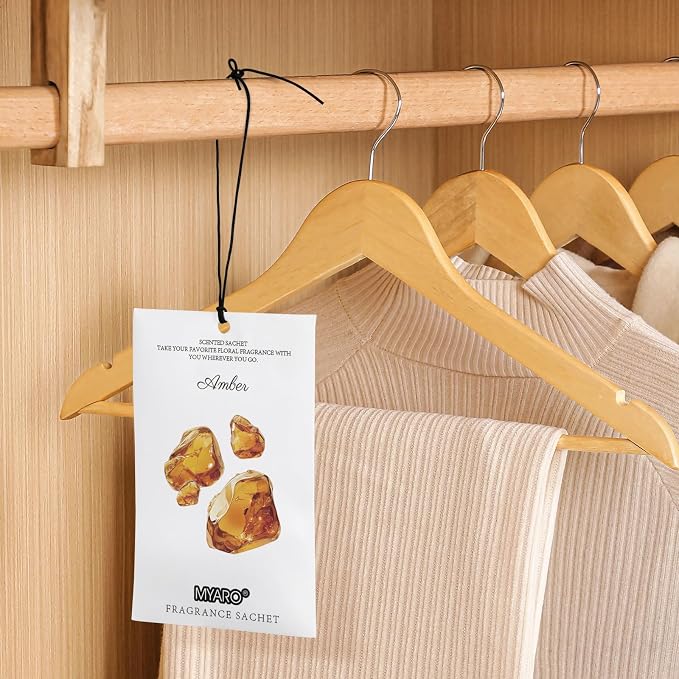 12 Packs Amber Scented Sachets for Drawer and Closet, Long-Lasting Closet Sachet Bags Drawer deodorizers Fresh Scents, Home