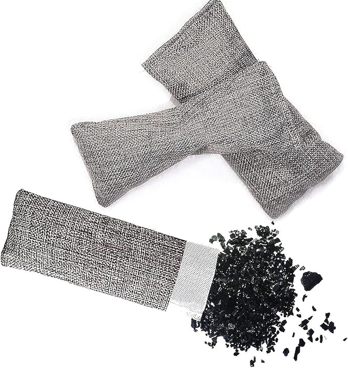 12 Packs Natural Air Purifying Bag, Shoe Deodorizer and Odor Eliminator, 100% Natural Activated Bamboo Charcoal made from