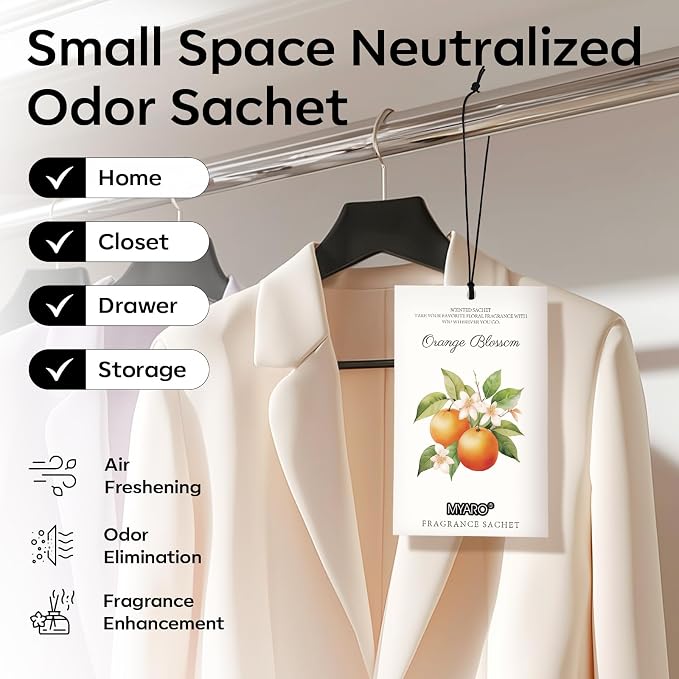 12 Packs Orange Scented Sachets - Fragrance for Closet, Drawer, Bathroom, Car - Air Freshener Deodorizer Packets, alternate