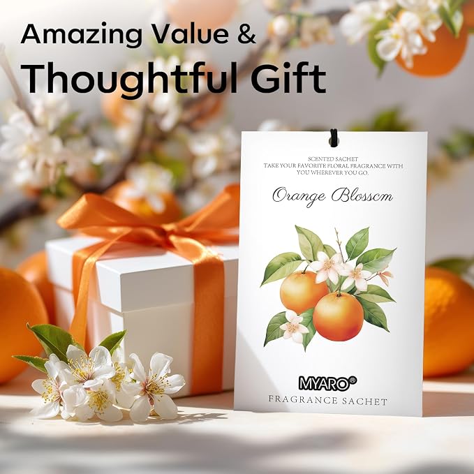 12 Packs Orange Scented Sachets - Fragrance for Closet, Drawer, Bathroom, Car - Air Freshener Deodorizer Packets, alternate