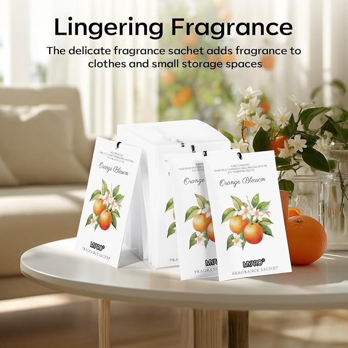 12 Packs Orange Scented Sachets - Fragrance for Closet, Drawer, Bathroom, Car - Air Freshener Deodorizer Packets, alternate