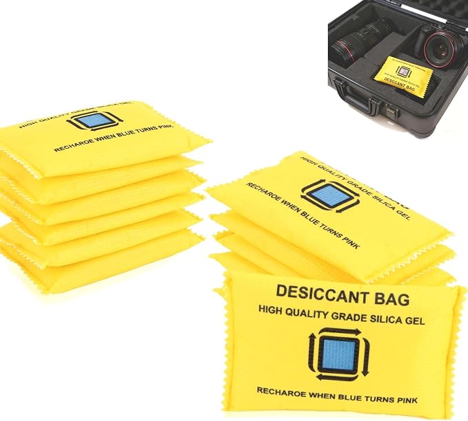 12 Packs Rechargeable Desiccant - GARGEN Moisture Absorber Reusable Silica Gel Packets, Color Changing Desiccant