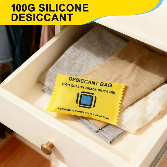 12 Packs Rechargeable Desiccant - GARGEN Moisture Absorber Reusable Silica Gel Packets, Color Changing Desiccant, alternate