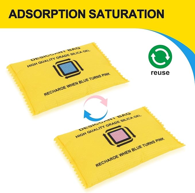 12 Packs Rechargeable Desiccant - GARGEN Moisture Absorber Reusable Silica Gel Packets, Color Changing Desiccant, alternate
