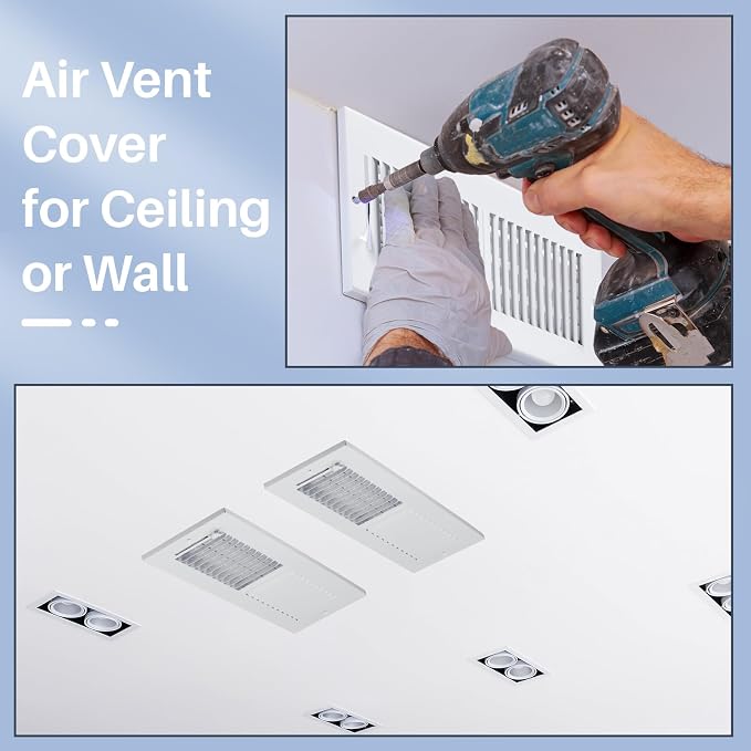 12 Pcs 4 x 12 Inch (Interior Size) Air Vent Cover Ceiling Register Grill Duct Opening Air Supply Diffuser 2 Way Steel