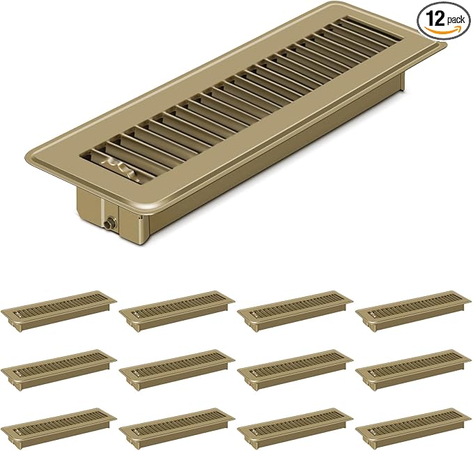 12 PCS Floor Vents Floor Registers 2x10 inch, Heavy Duty Metal Heat Air Vent Covers 2 X 10 with Rust Proof Finish for Home