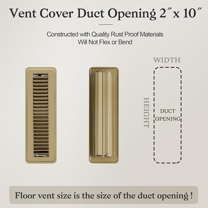 12 PCS Floor Vents Floor Registers 2x10 inch, Heavy Duty Metal Heat Air Vent Covers 2 X 10 with Rust Proof Finish for Home