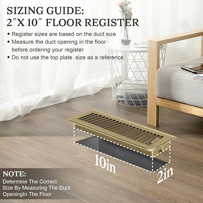 12 PCS Floor Vents Floor Registers 2x10 inch, Heavy Duty Metal Heat Air Vent Covers 2 X 10 with Rust Proof Finish for Home