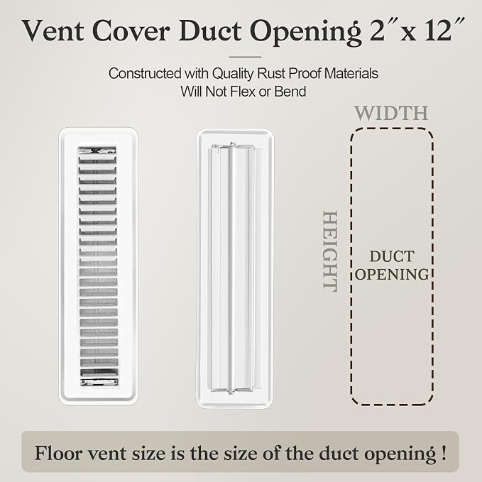 12 PCS Floor Vents Floor Registers 2x12 inch, Heavy Duty Metal Heat Air Vent Covers 2 X 12 with Rust Proof Finish for Home