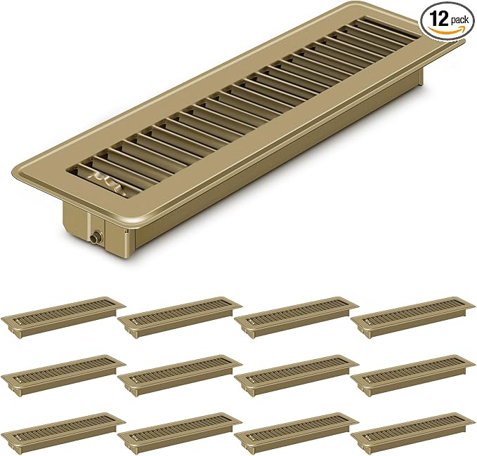 12 PCS Floor Vents Floor Registers 2x12 inch, Heavy Duty Metal Heat Air Vent Covers 2 X 12 with Rust Proof Finish for Home
