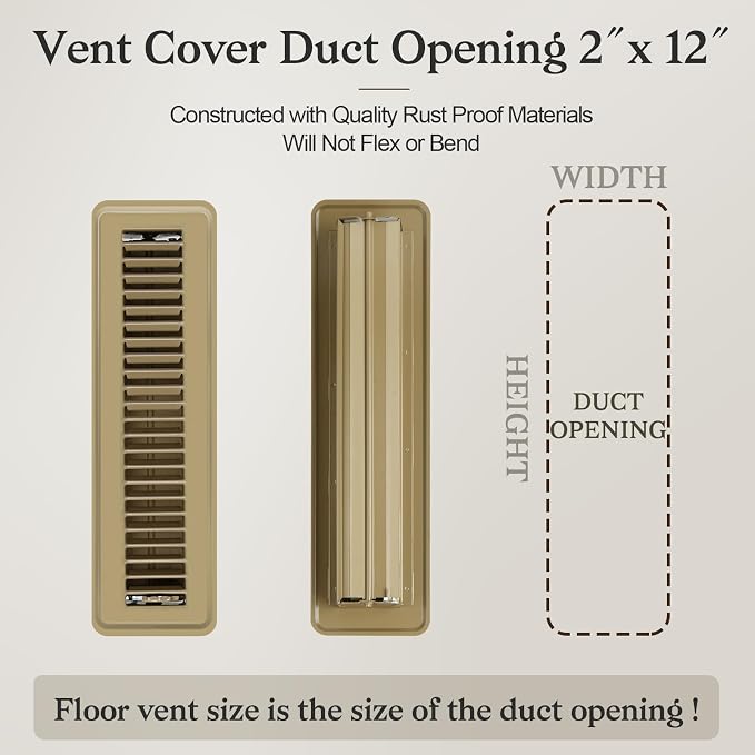 12 PCS Floor Vents Floor Registers 2x12 inch, Heavy Duty Metal Heat Air Vent Covers 2 X 12 with Rust Proof Finish for Home