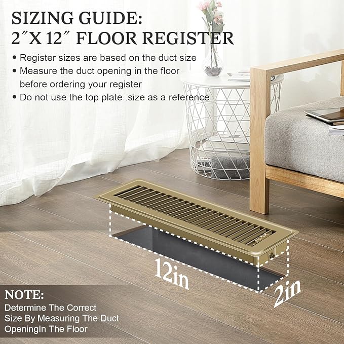 12 PCS Floor Vents Floor Registers 2x12 inch, Heavy Duty Metal Heat Air Vent Covers 2 X 12 with Rust Proof Finish for Home
