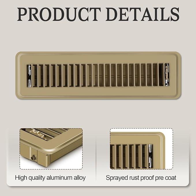 12 PCS Floor Vents Floor Registers 2x12 inch, Heavy Duty Metal Heat Air Vent Covers 2 X 12 with Rust Proof Finish for Home