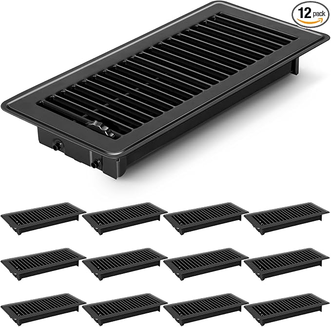 12 PCS Floor Vents Floor Registers 4x10 inch, Heavy Duty Metal Heat Air Vent Covers 4 X 10 with Rust Proof Finish for Home
