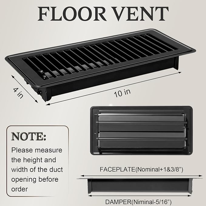 12 PCS Floor Vents Floor Registers 4x10 inch, Heavy Duty Metal Heat Air Vent Covers 4 X 10 with Rust Proof Finish for Home