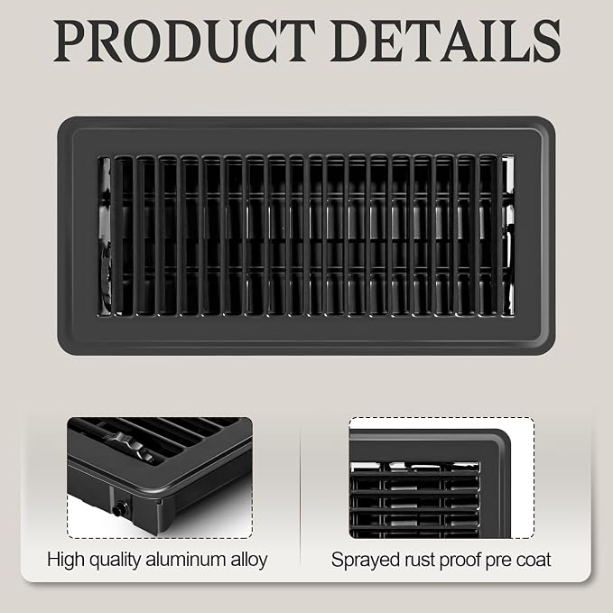12 PCS Floor Vents Floor Registers 4x10 inch, Heavy Duty Metal Heat Air Vent Covers 4 X 10 with Rust Proof Finish for Home